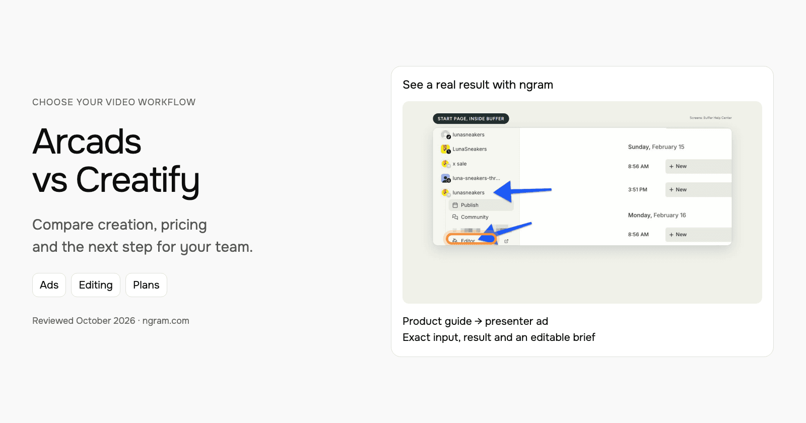 Arcads vs Creatify: creative studios, agents and campaign tools