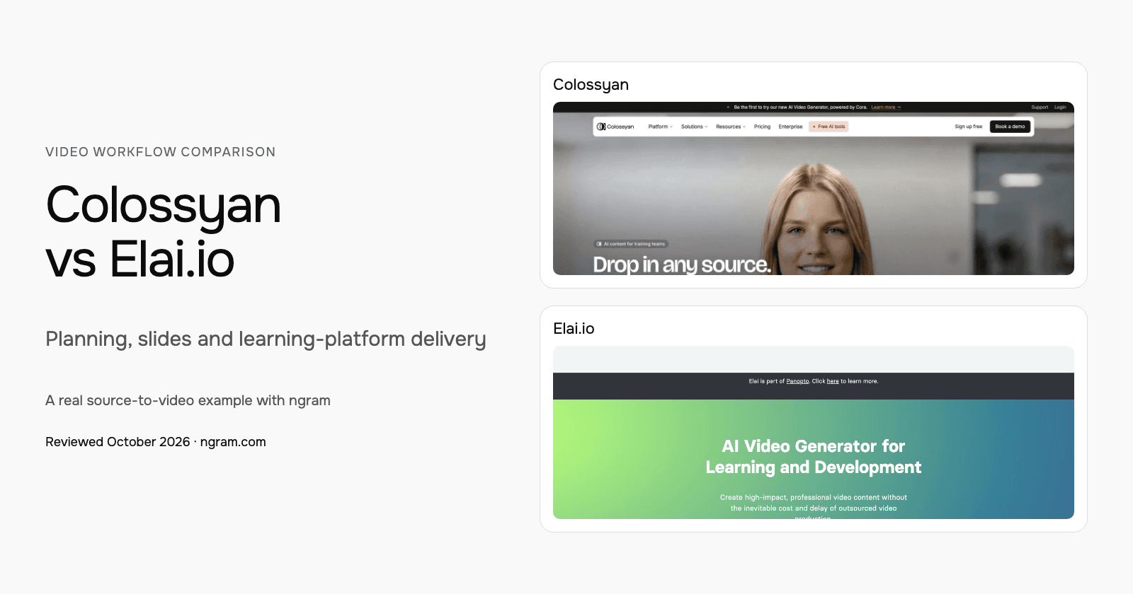 Colossyan vs Elai.io: Planning, slides and learning-platform delivery