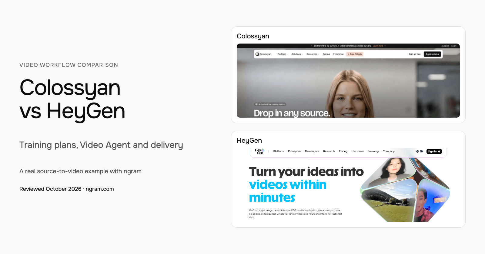 Colossyan vs HeyGen: Training plans, Video Agent and delivery