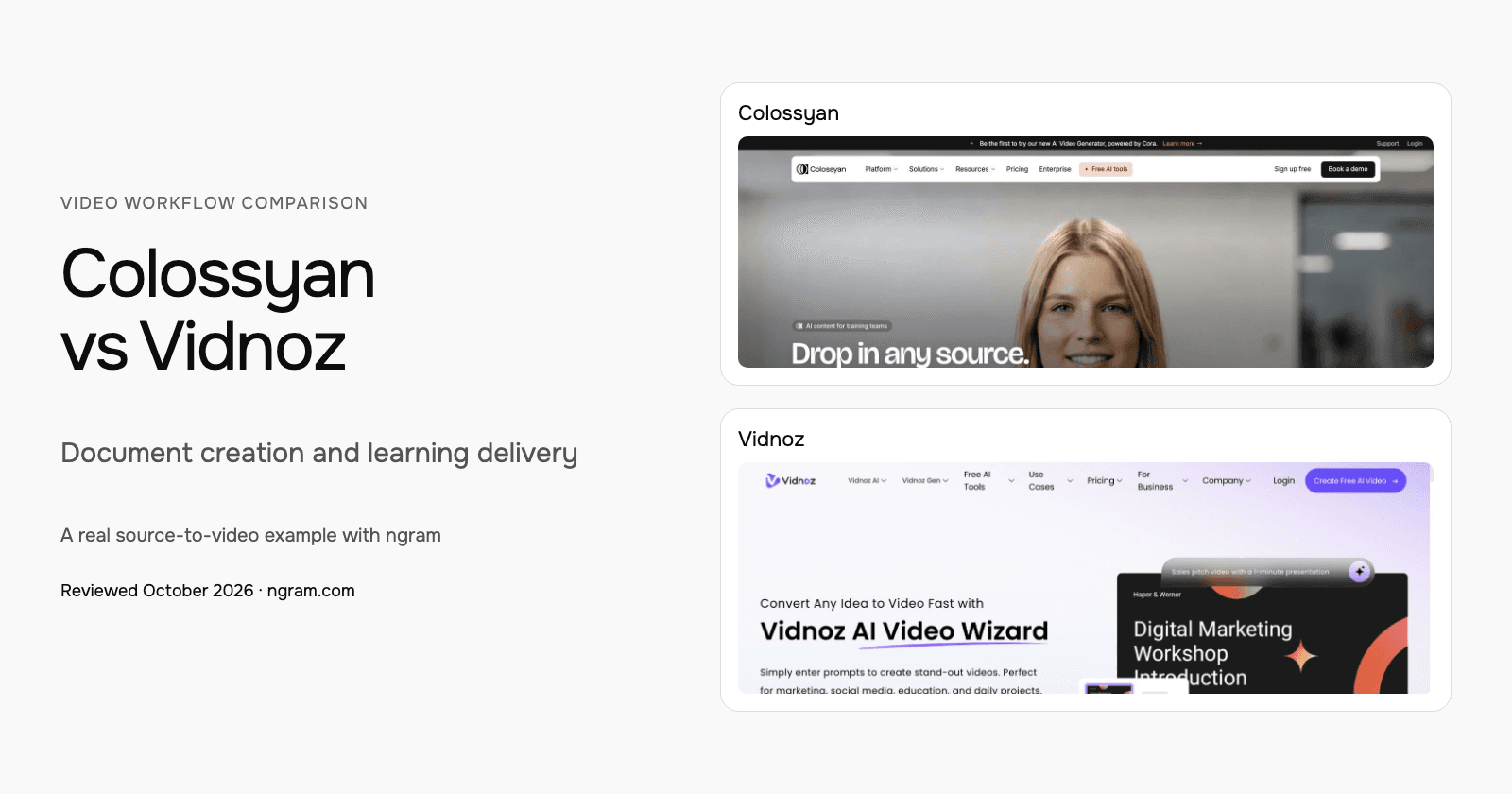Colossyan vs Vidnoz: Document creation and learning delivery