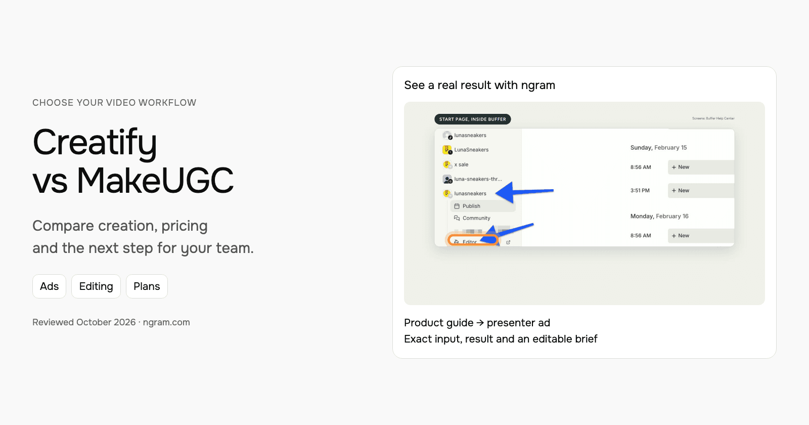 Creatify vs MakeUGC: campaign agents, reusable ad flows and pricing