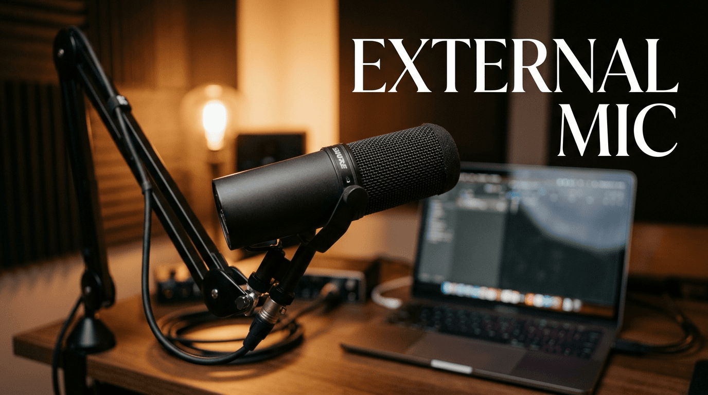 Completed Studio business-video scene about external microphone quality.