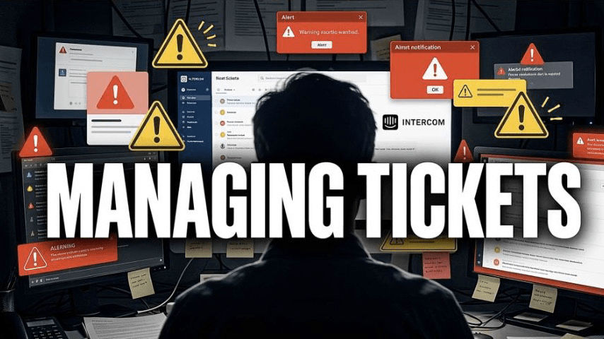 Completed Studio product-walkthrough scene about managing support tickets.