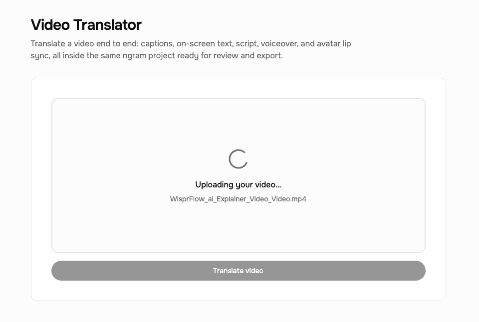 ngram translation workflow showing the step-by-step localization process