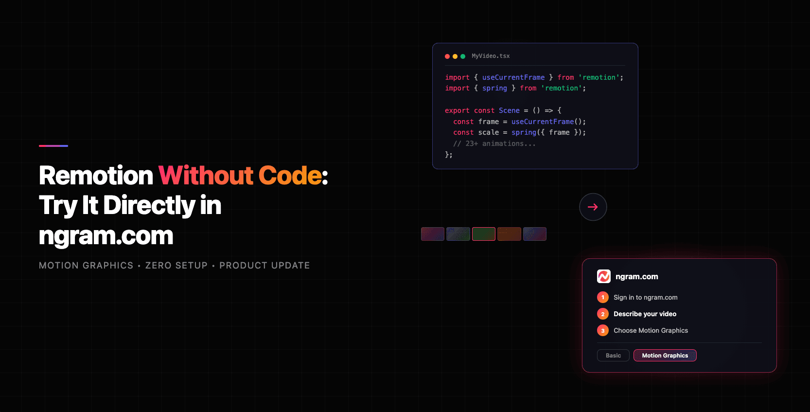 Remotion Without Code: Try It Directly in ngram.com
