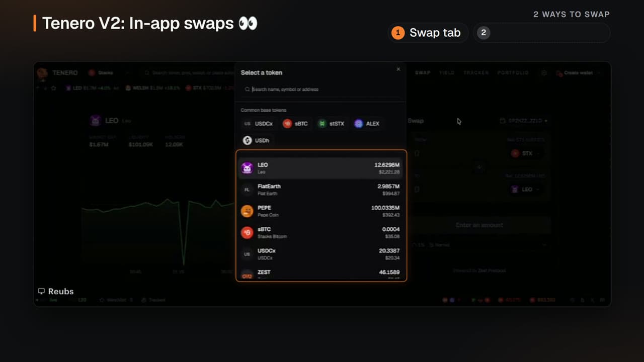 Tenero V2: In-app swaps (Stacked Up Ep. 3 clip)