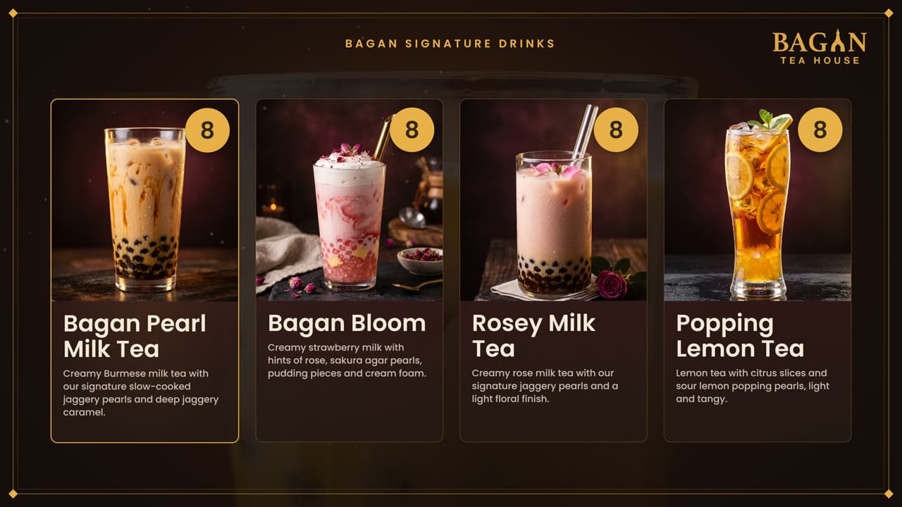 Bagan Tea House — Animated Digital Menu (4K loop)
