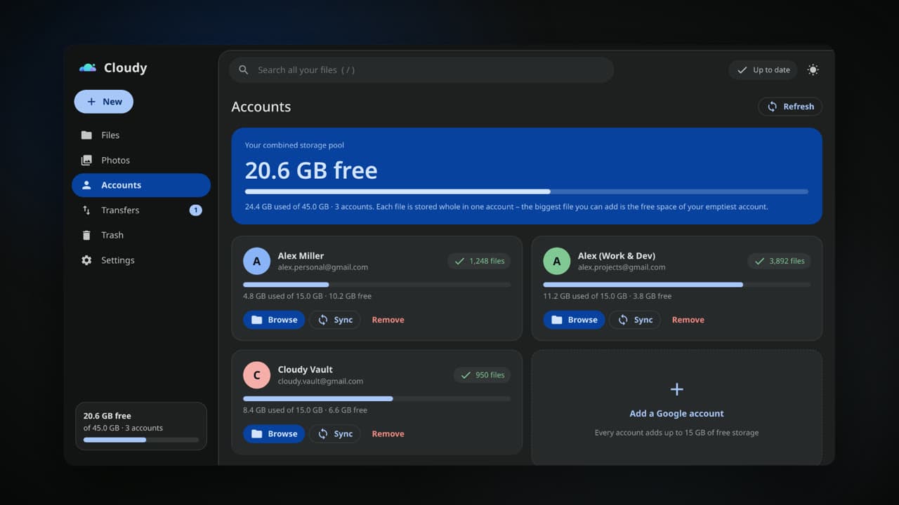 Cloudy — Many accounts. One drive.