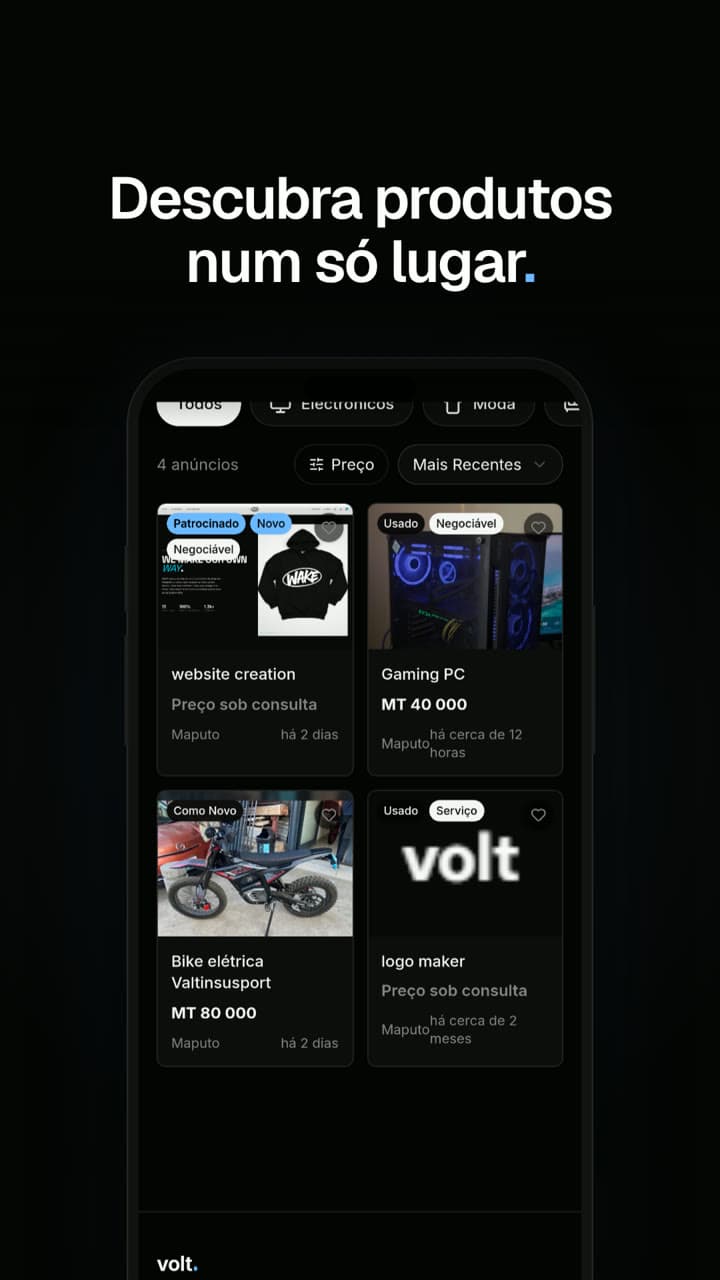 Volt Marketplace — Anúncio oficial