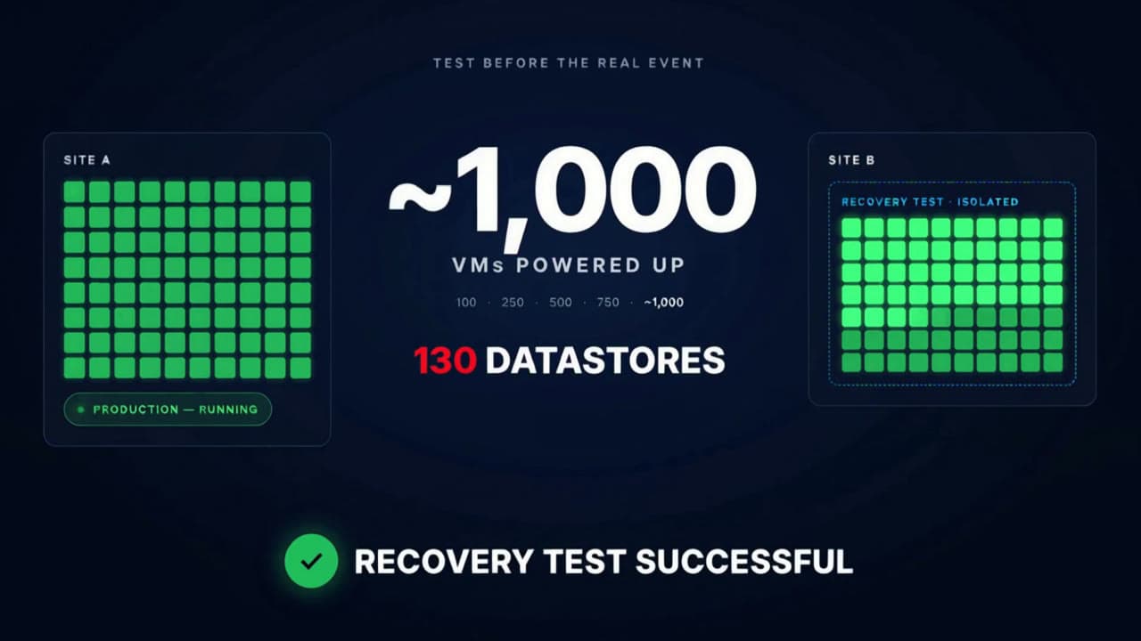 Prove, Move, Recover — 1,000 VMs