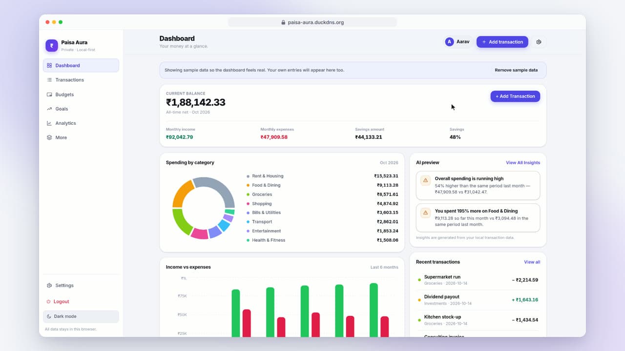 Paisa Aura — Your Personal Finance Companion (16:9)
