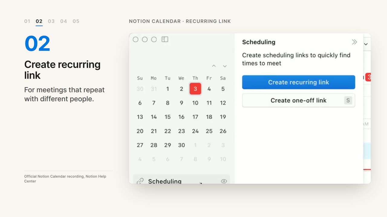Recurring scheduling links in Notion Calendar