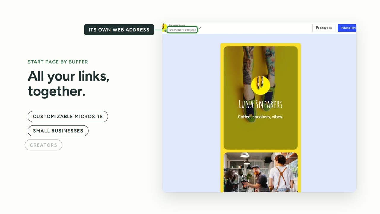 Buffer Start Page — One page for what you want to share