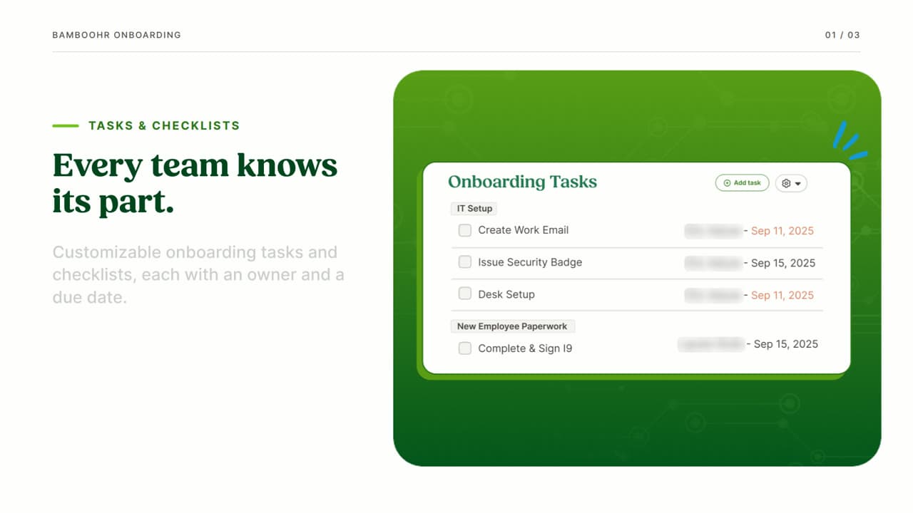 BambooHR Onboarding — Create a more organized first day