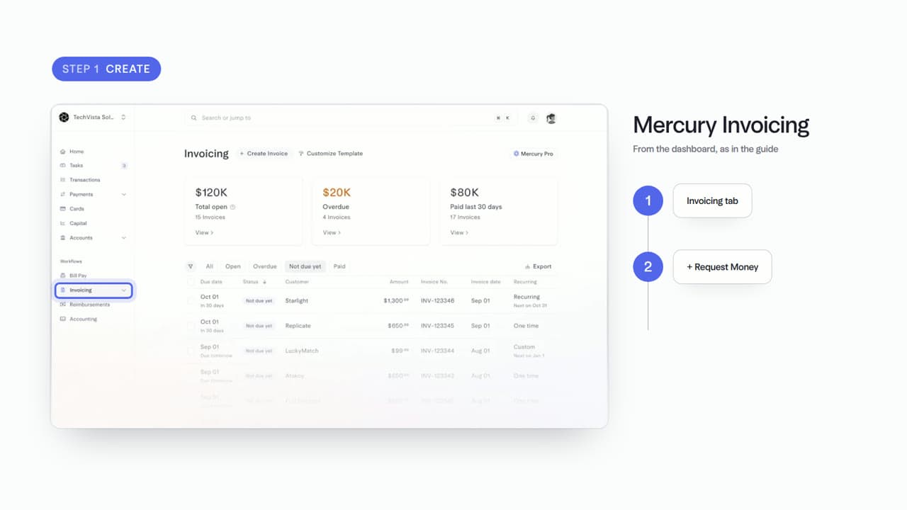 Mercury Invoicing — One invoice, one payment link