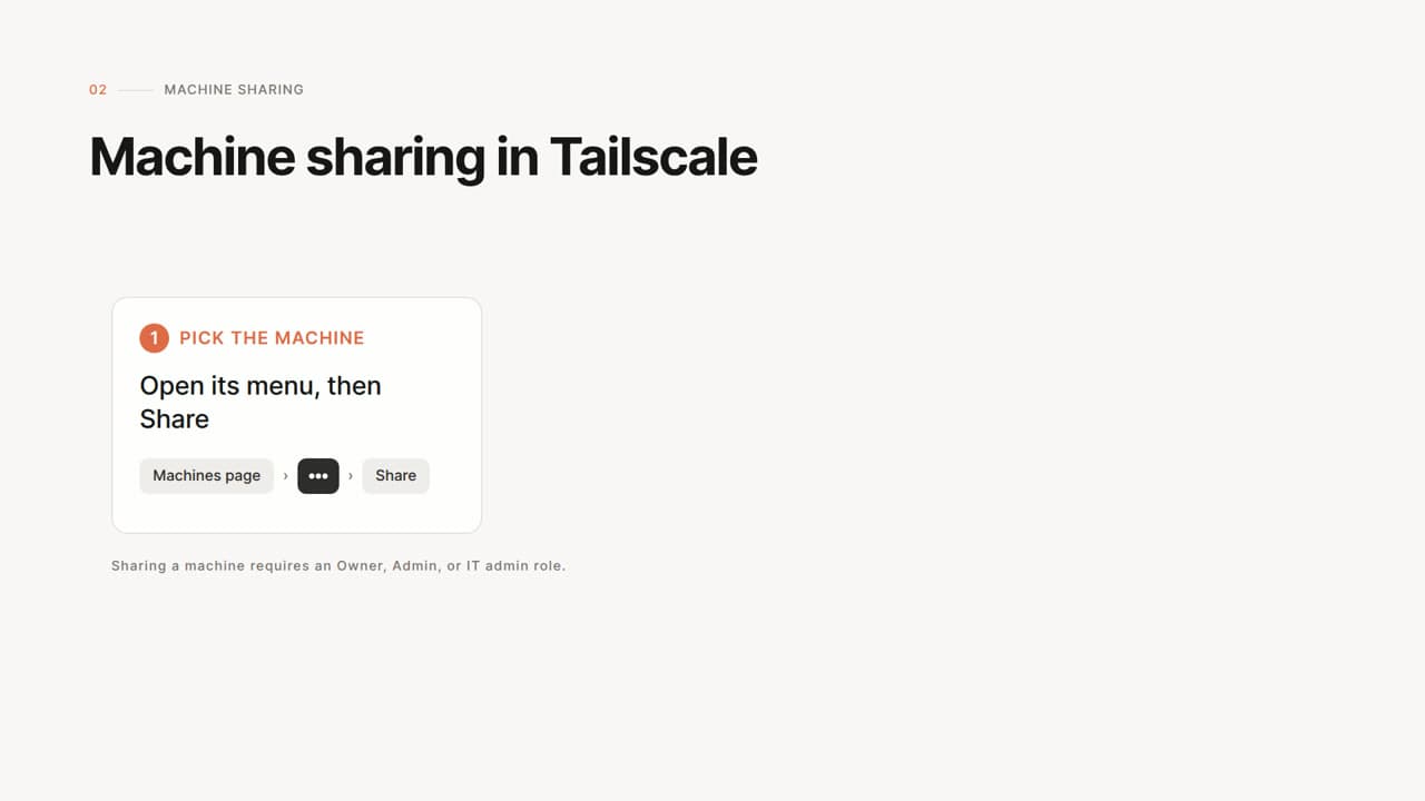 Tailscale machine sharing: one machine, nothing else