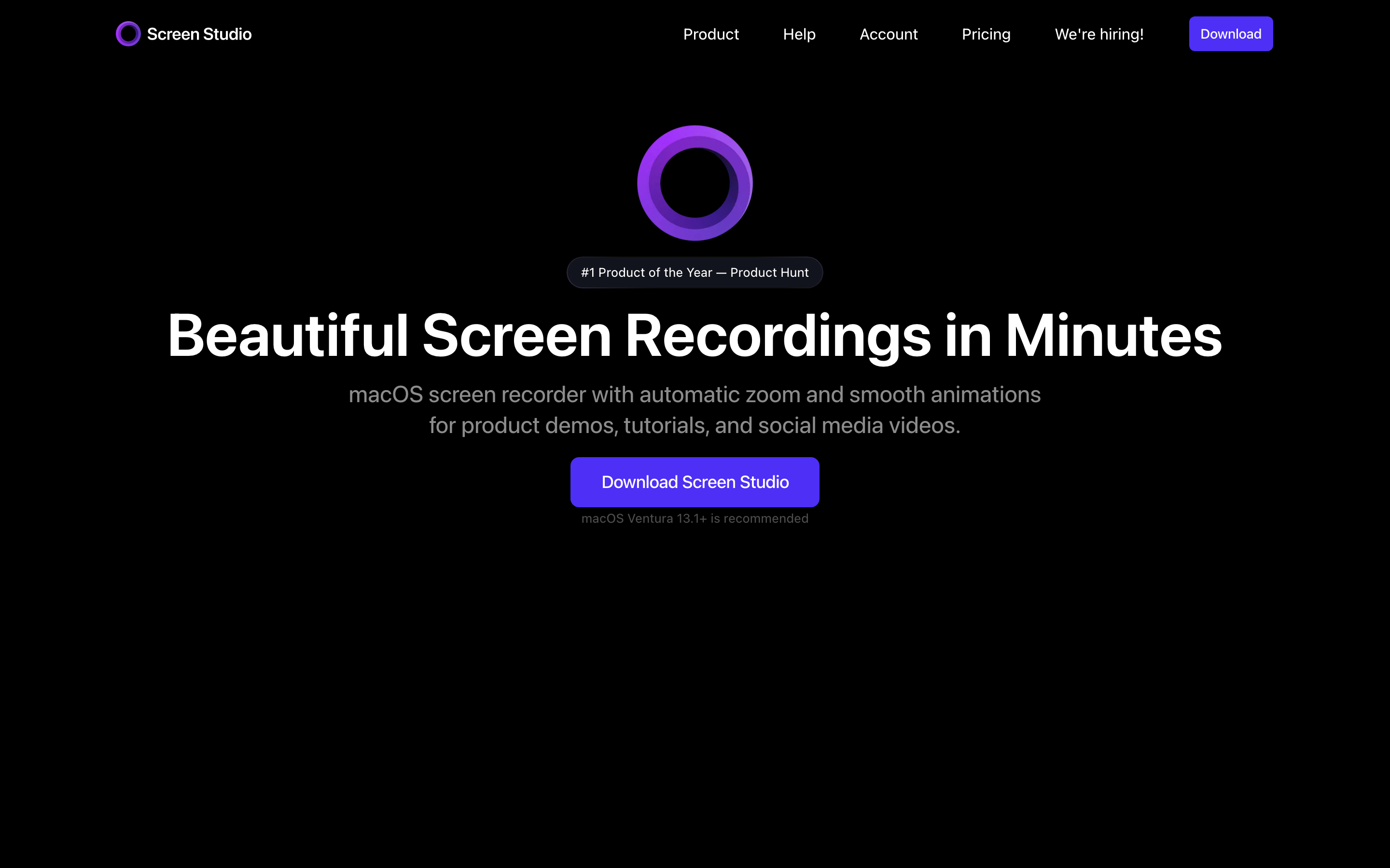 Screen Studio macOS screen recorder screenshot
