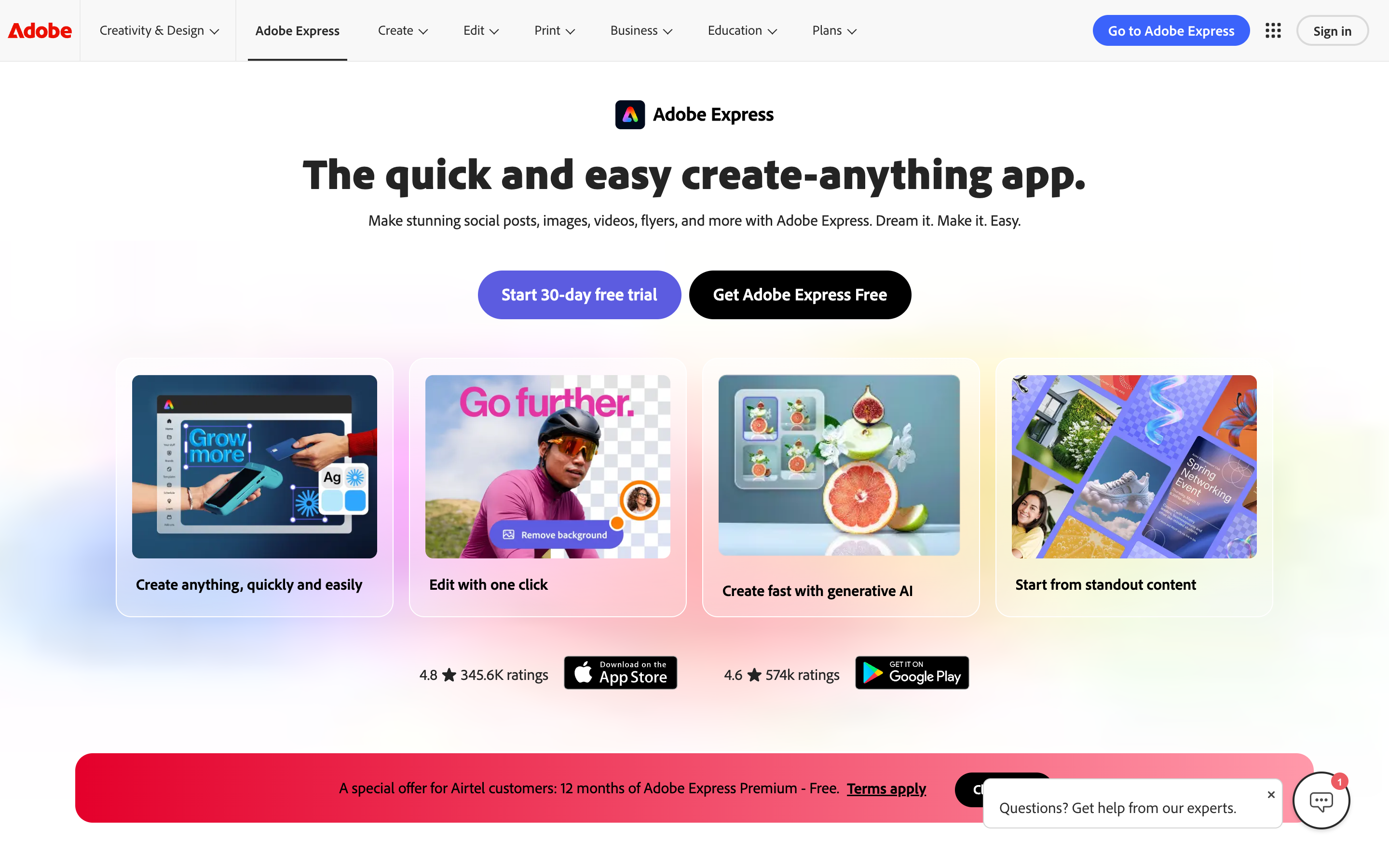 Adobe Express editor screenshot