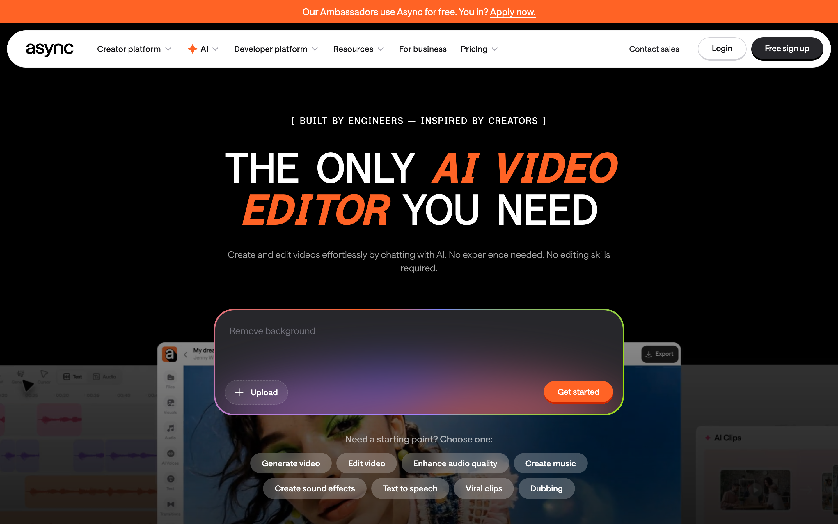 Async homepage screenshot