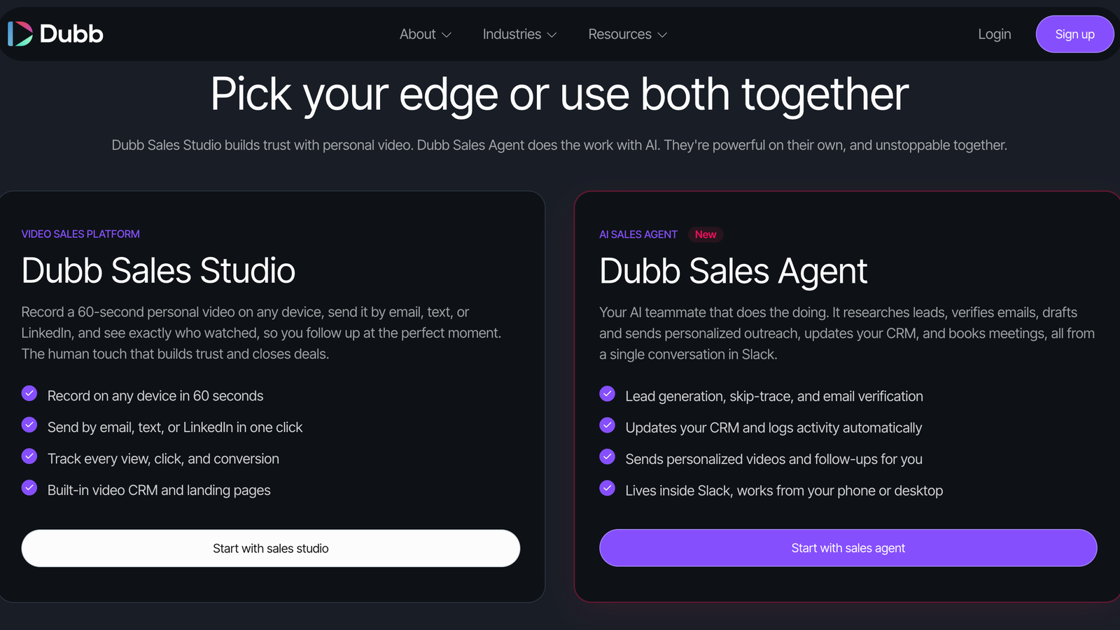Dubb Sales Studio and Sales Agent screenshot