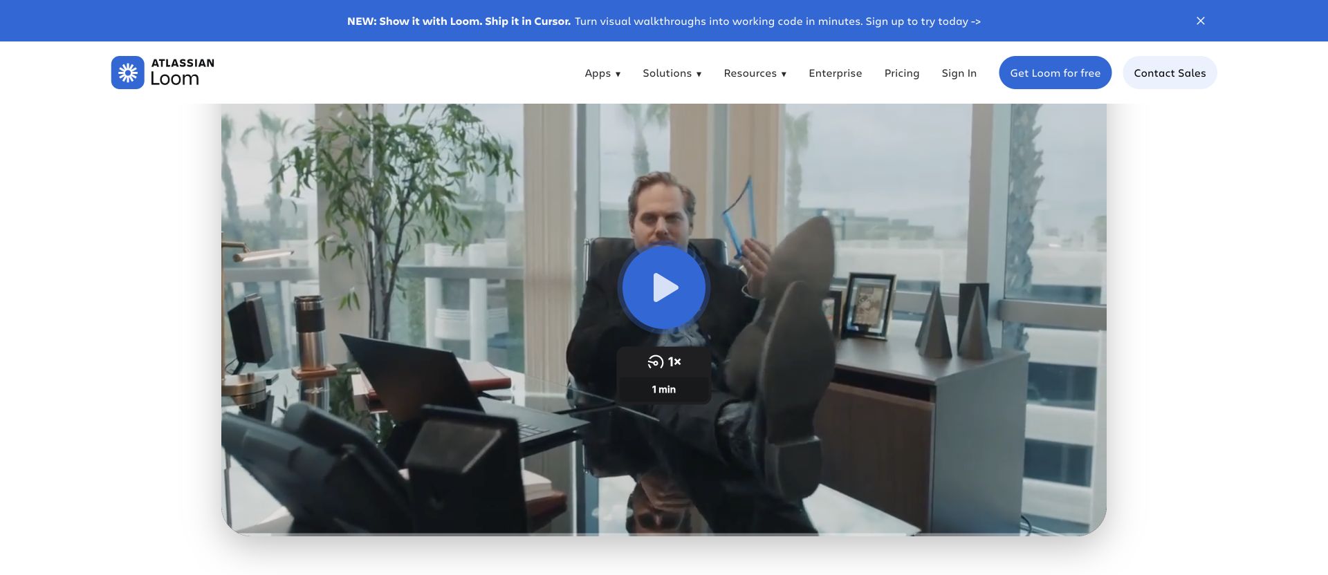 Loom landing page for AI-powered video messaging