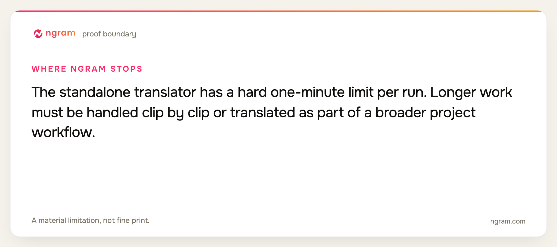 Where ngram fits and where it stops for video translator