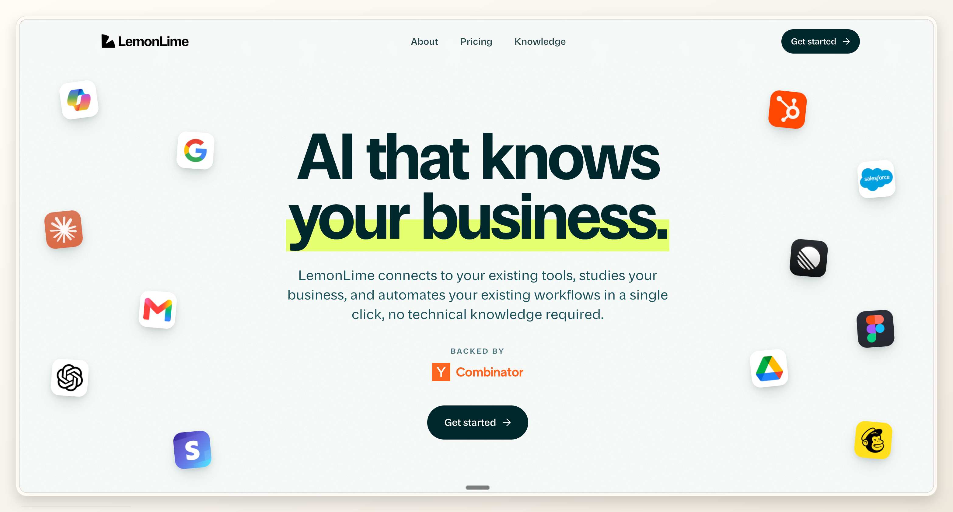 Generic product landing page with headline, CTA, and integration icons used as source material for the video.
