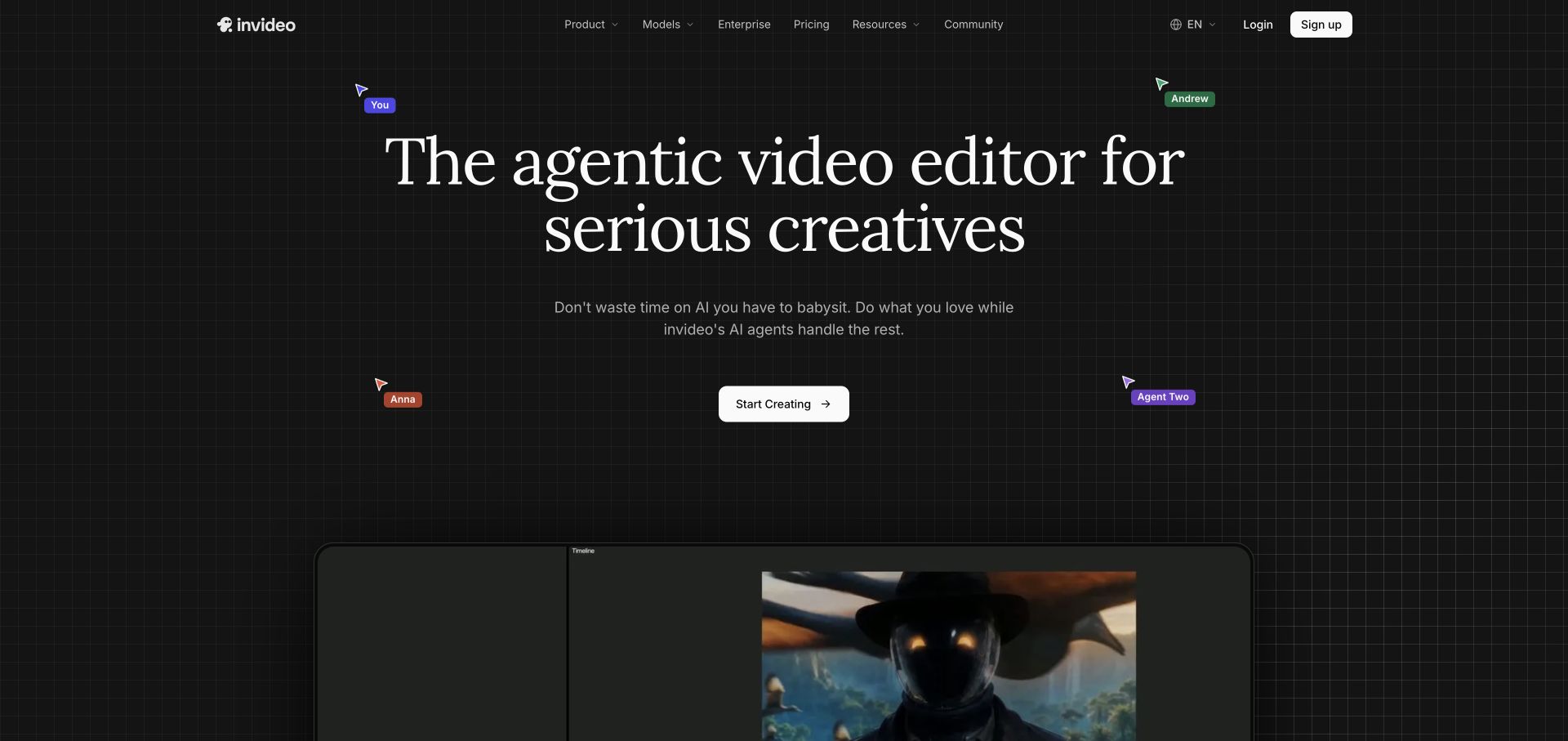InVideo landing page for its agentic video editor