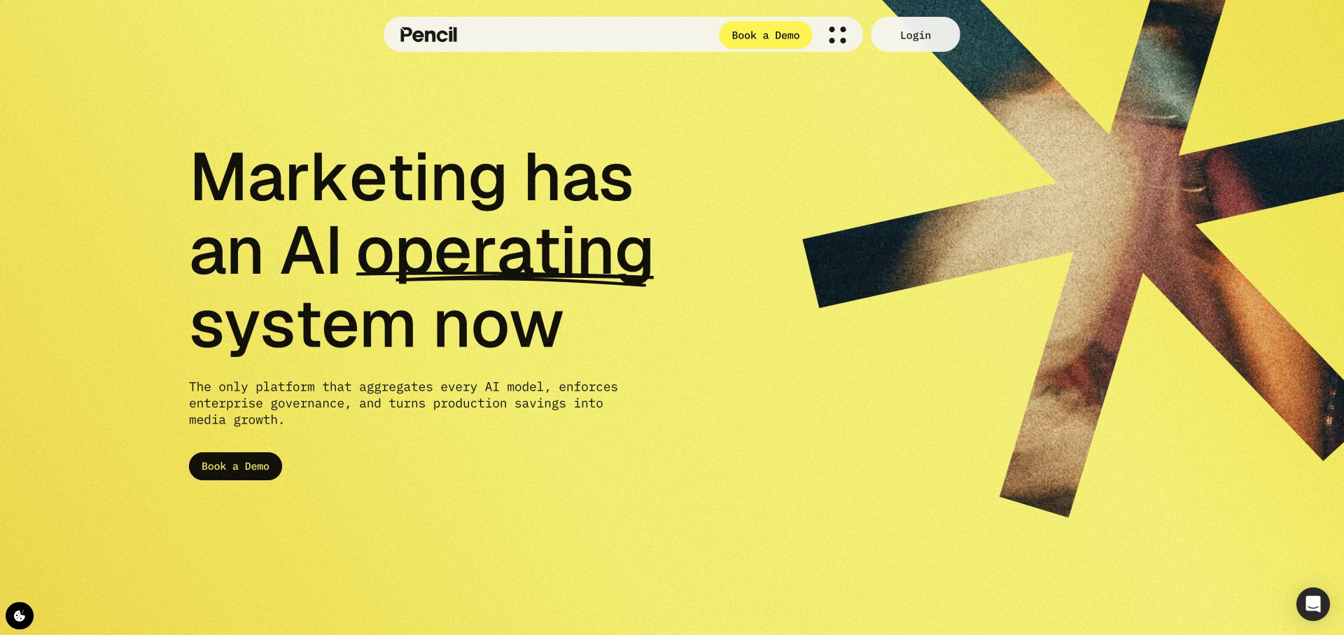 Pencil landing page for its AI marketing platform