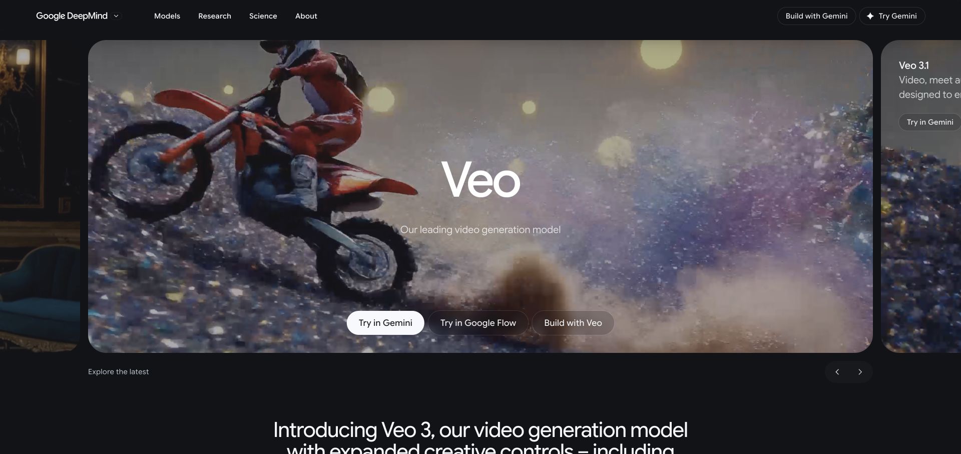 Google DeepMind Veo landing page