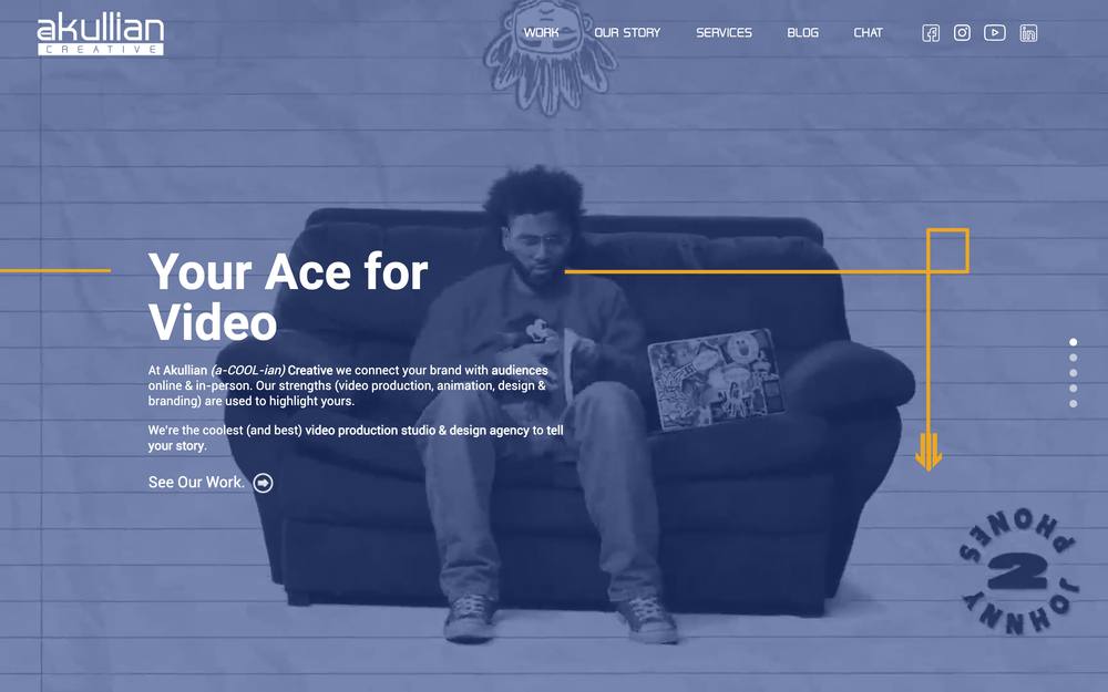 Akullian Creative - Video Production, Animation, & Design Studio website preview