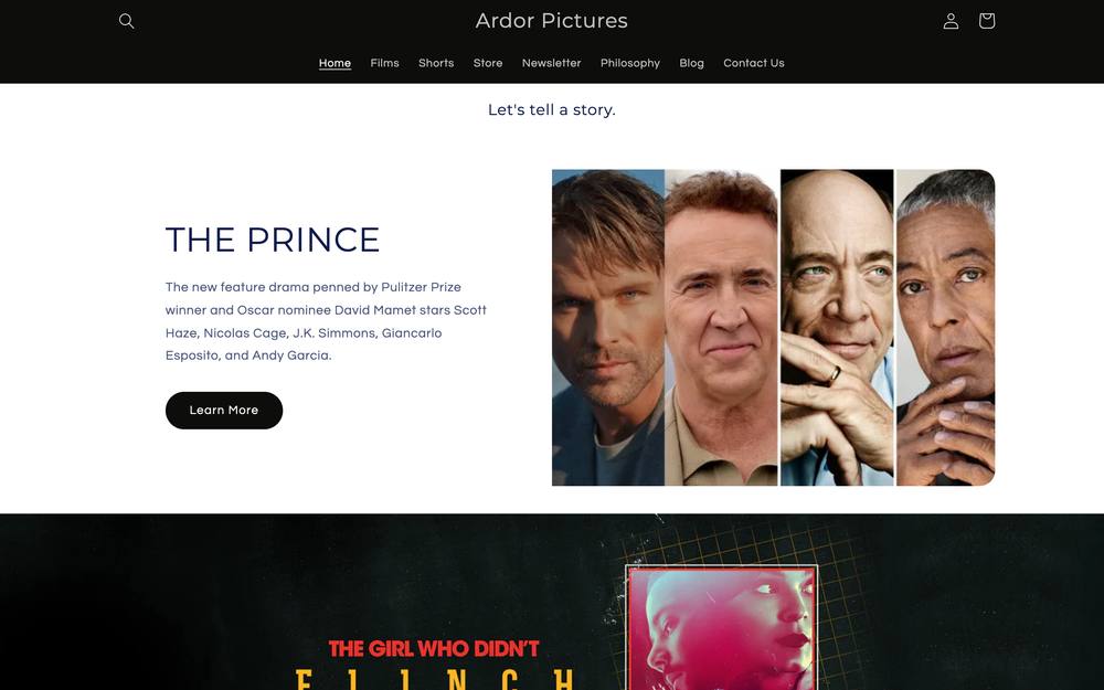 ARDOR PICTURES, LLC. website preview