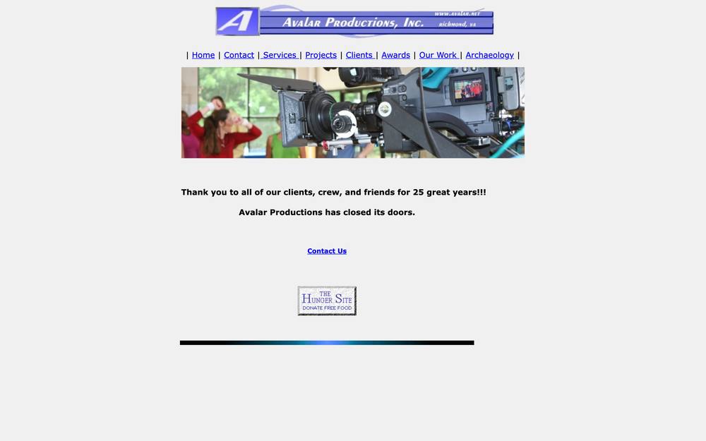 Avalar Productions, Inc. video production in Richmond, VA website preview