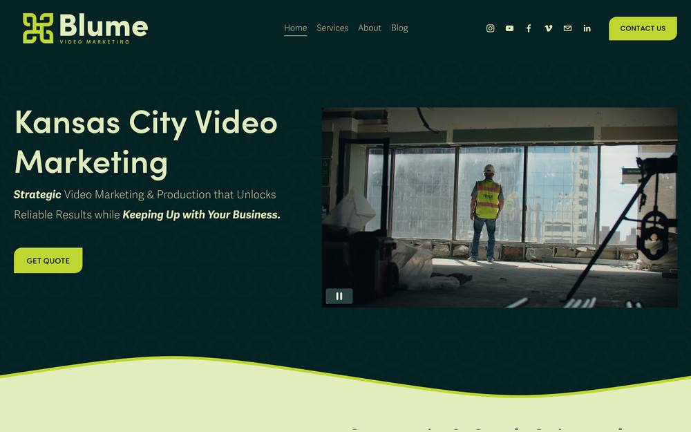 Blume Video Marketing website preview