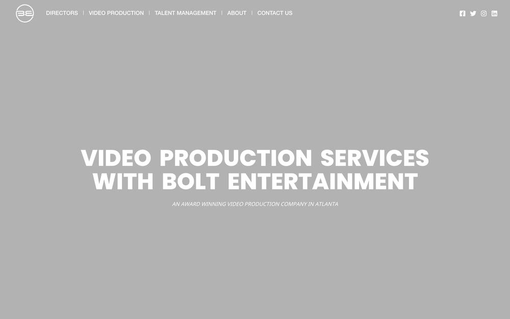 Bolt Entertainment website preview