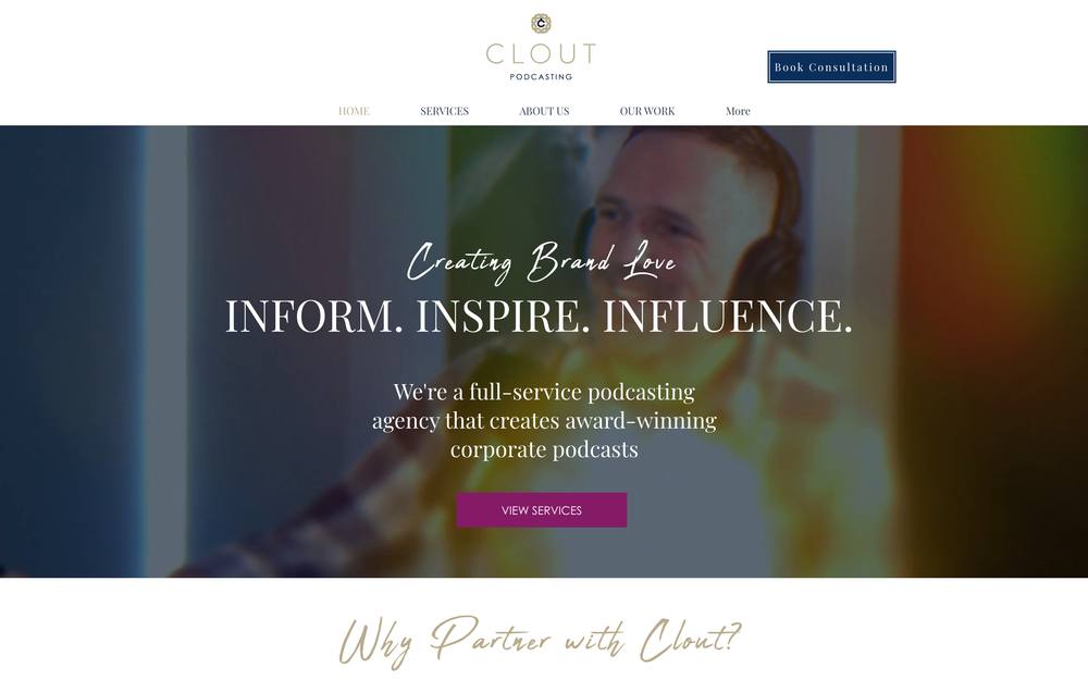 Clout Podcasting website preview