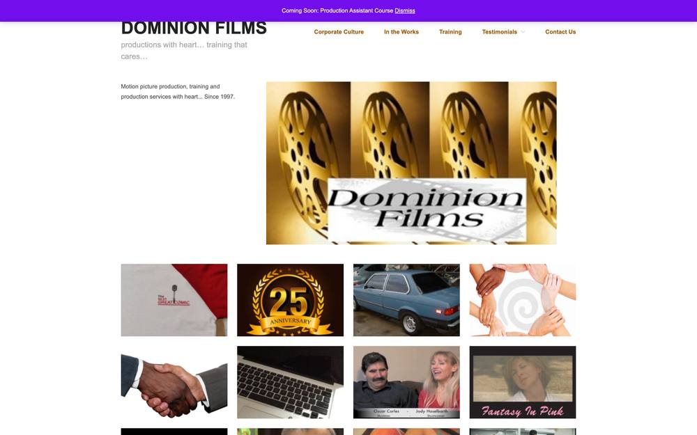Dominion Films website preview