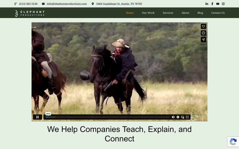 Elephant Productions, Inc. website preview