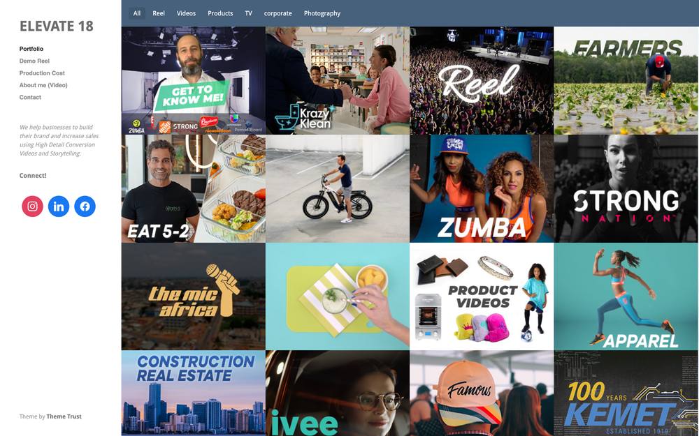 Elevate 18 Video Agency website preview