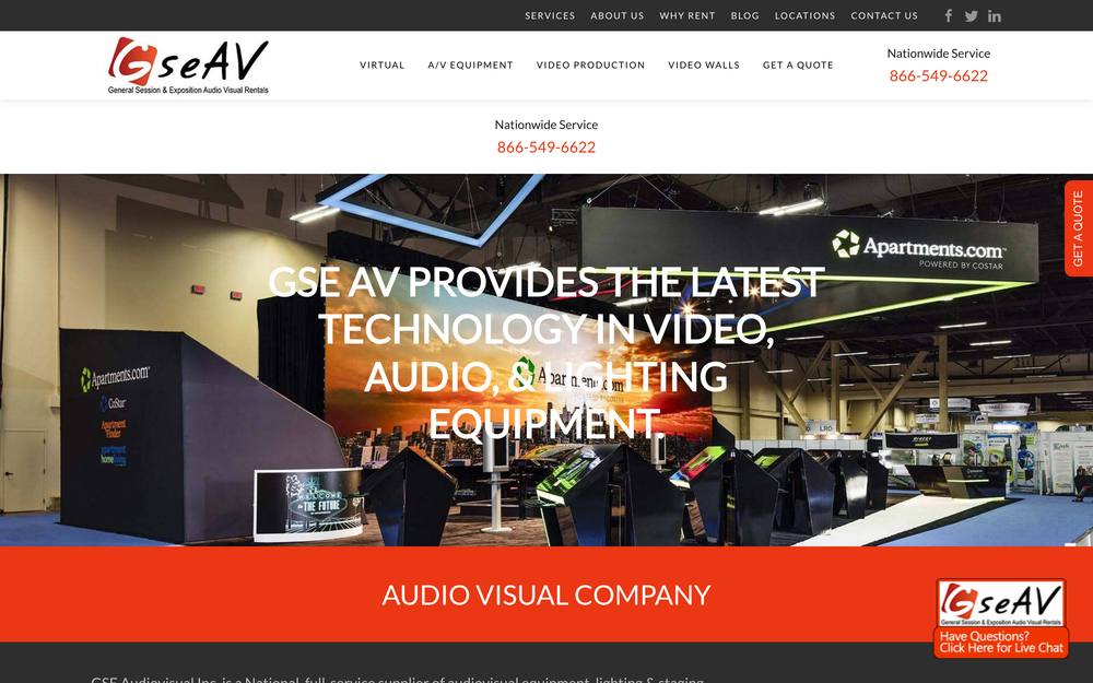 GSE AudioVisual, Inc. website preview