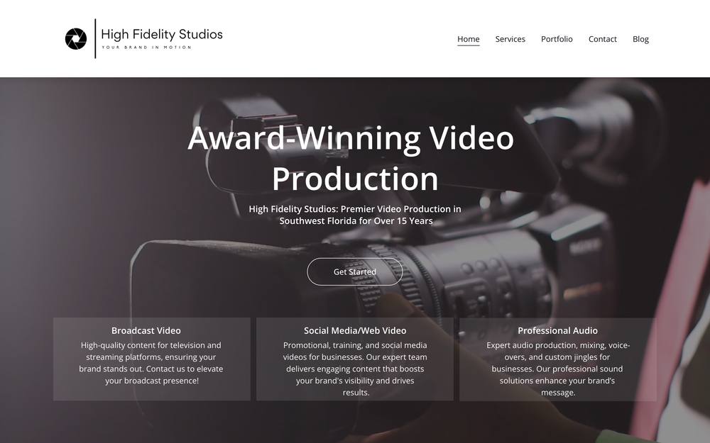 High Fidelity Studios website preview