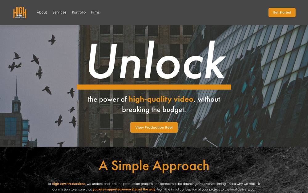 High Low Productions website preview