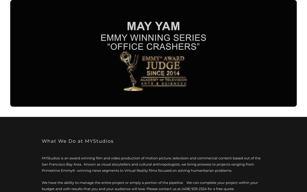 May Yam Studios website preview