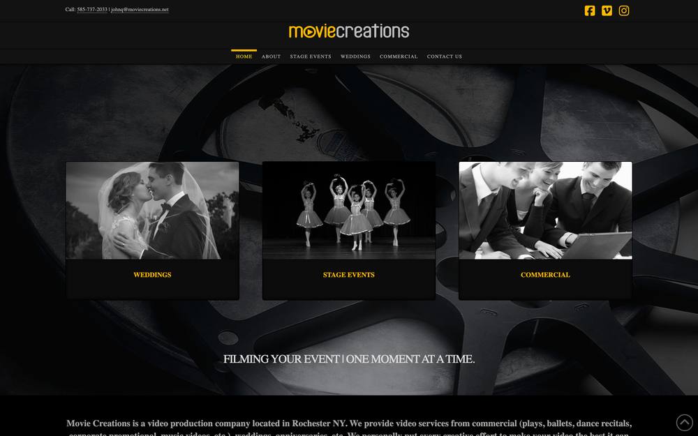 Movie Creations website preview