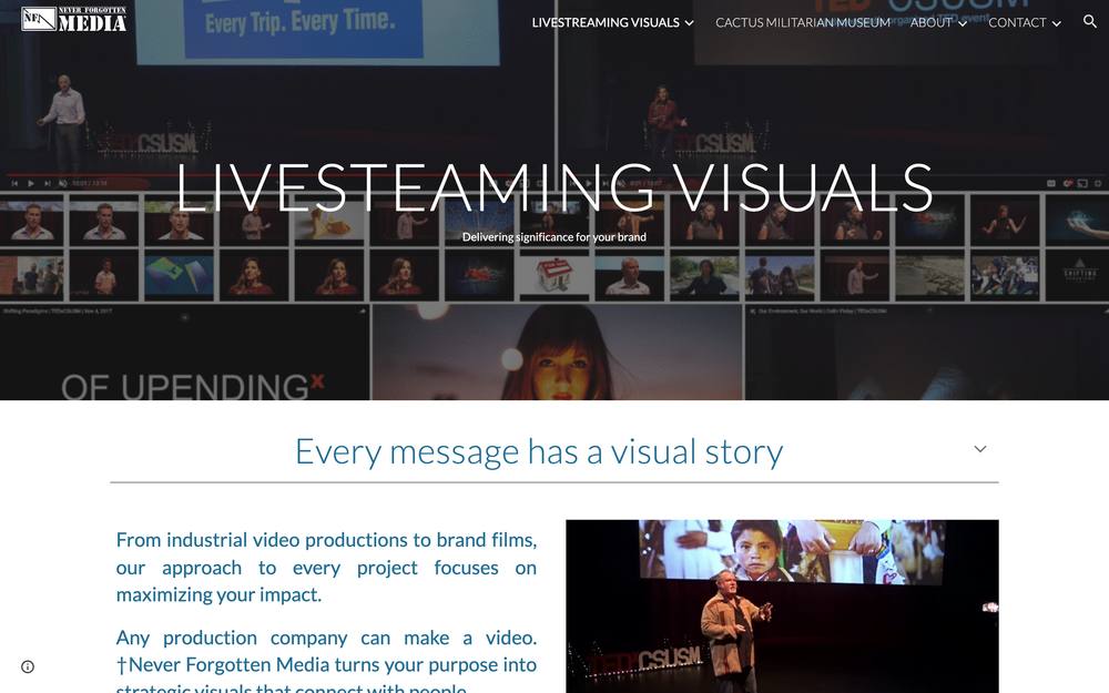 Never Forgotten Media® website preview