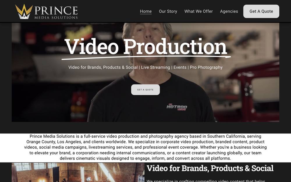 Prince Productions Inc website preview
