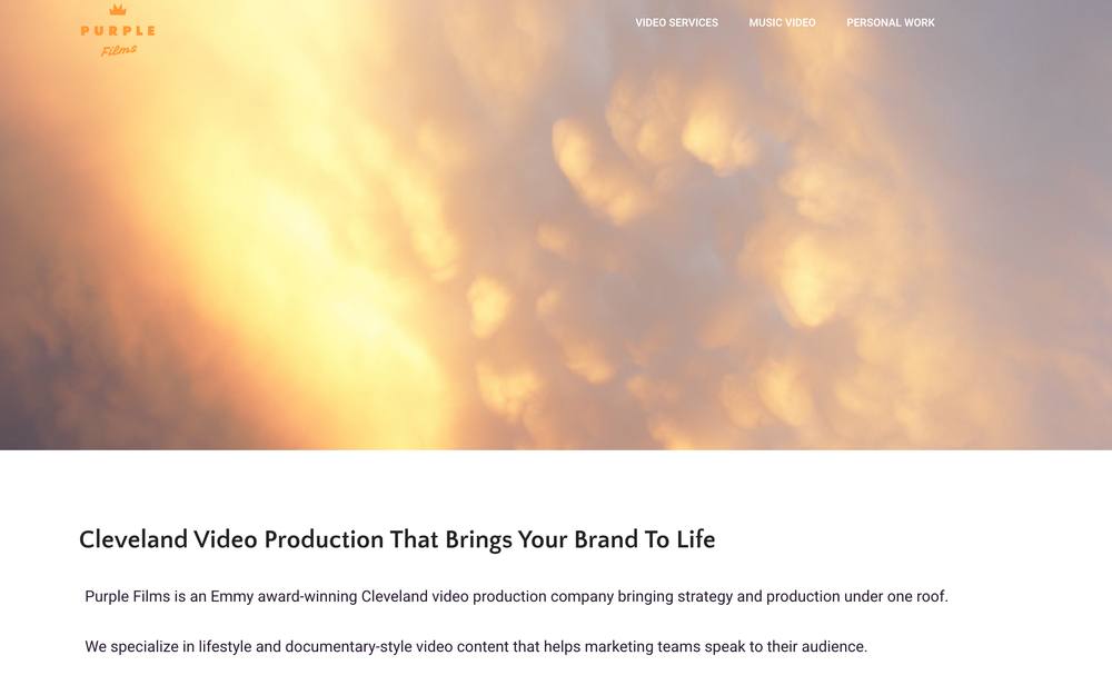 Purple Films, LLC. website preview