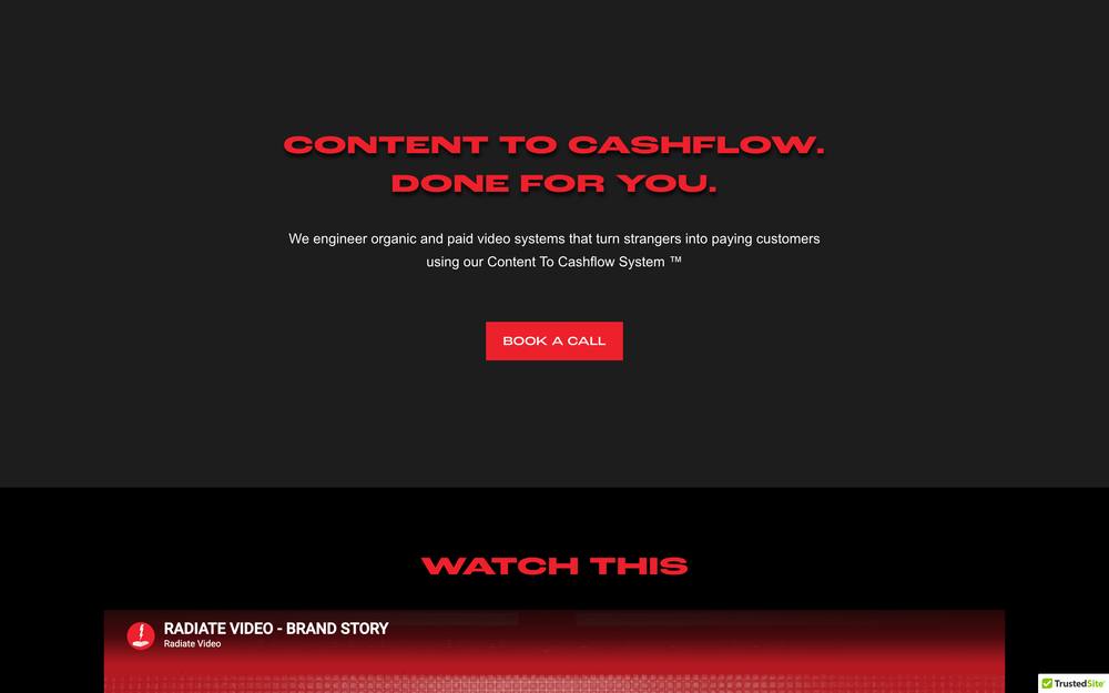Radiate Video Agency website preview