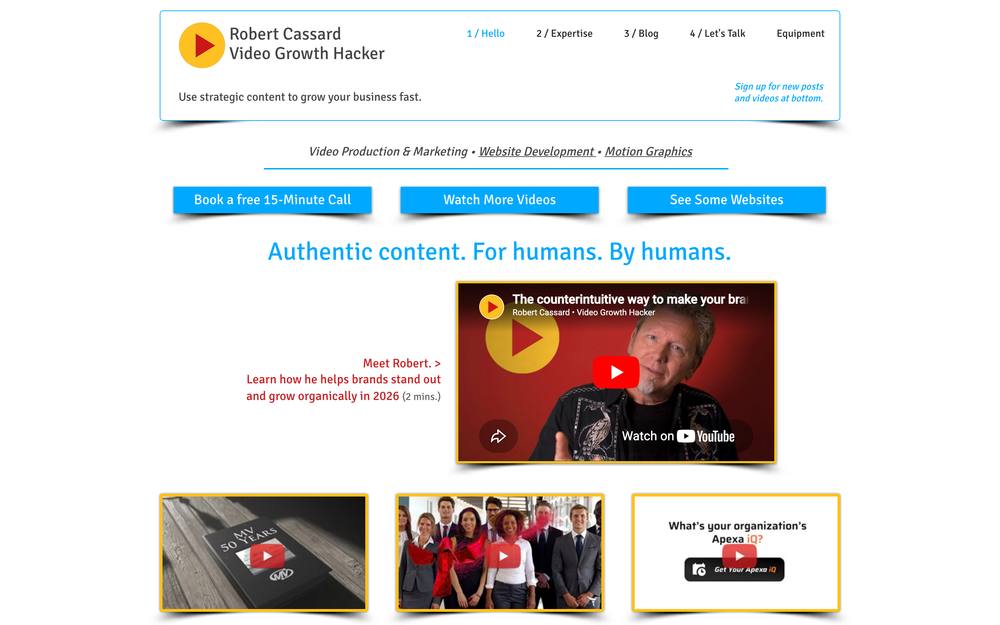 Robert Cassard - Video Growth Hacker website preview