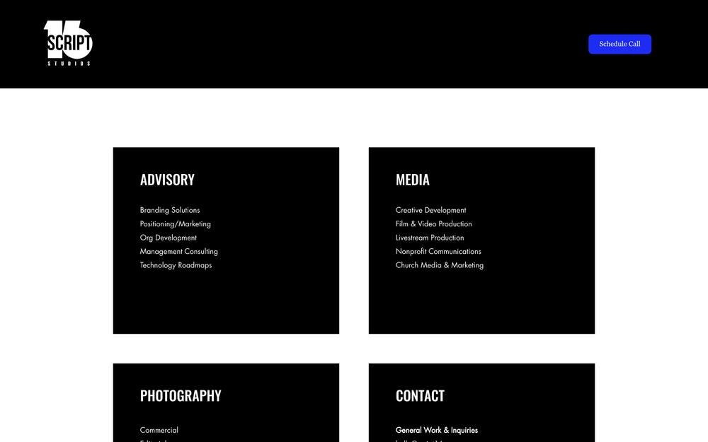 Script16 Studios website preview